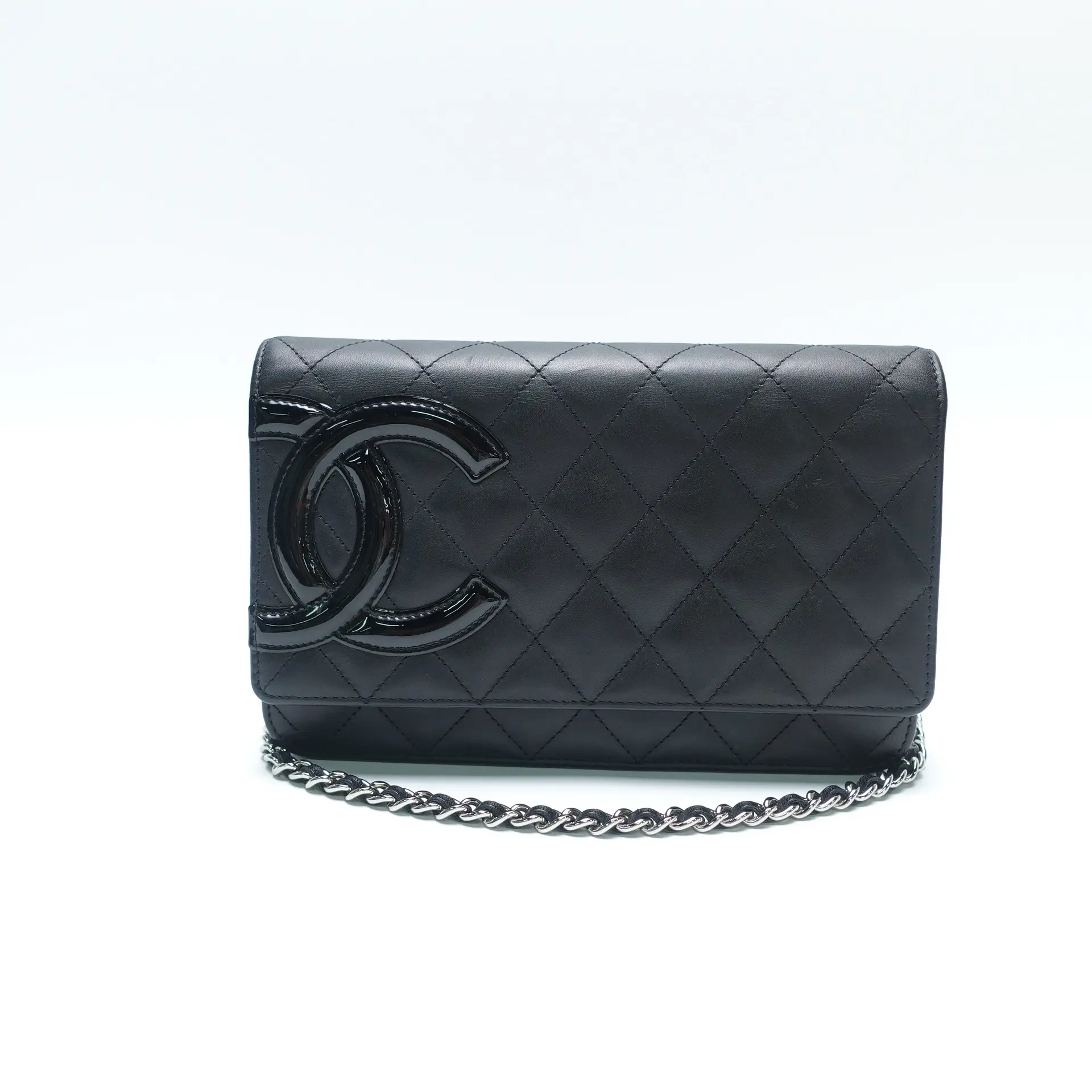 Pre-owned CHANEL Calfskin Leather Small Leather Goods Cambon Black WOC T10447865