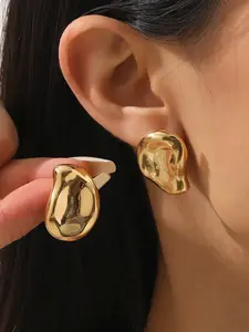 Irregular Bean Shape Earrings, Minimalist Commuter Jewelry, Elegant Daily Wear Accessories, Unique Fashion Statement Pieces