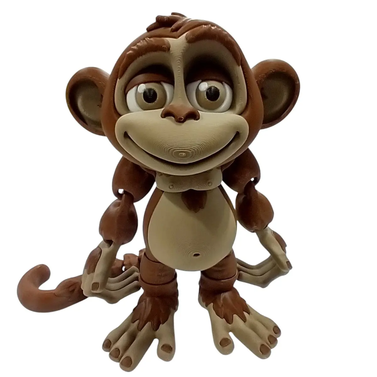 BS 208 Creations 7" Tall Brown and Gray 3D Printed Articulating Modern Monkey Figurine - Home Decor Statue, Collectible Ornament, Animal Accessory