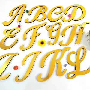 3D Gold Acrylic Letter Wall Stickers, 20cm Capital Art Letters, Foam Combination Mirror Stickers, Decorative Home Decoration, Adhesive Stickers, Decoration Items