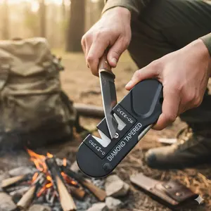 Portable 4-in-1 Tungsten Steel Knife Sharpener: Multi-Tool for Kitchen, Camping, Tactical Knives, Survival Equipment. Durable Sharpening Stone & Metal Rod, Maintenance Kit for Outdoor, Travel, Survival Gear. Keeps Blades Razor Sharp