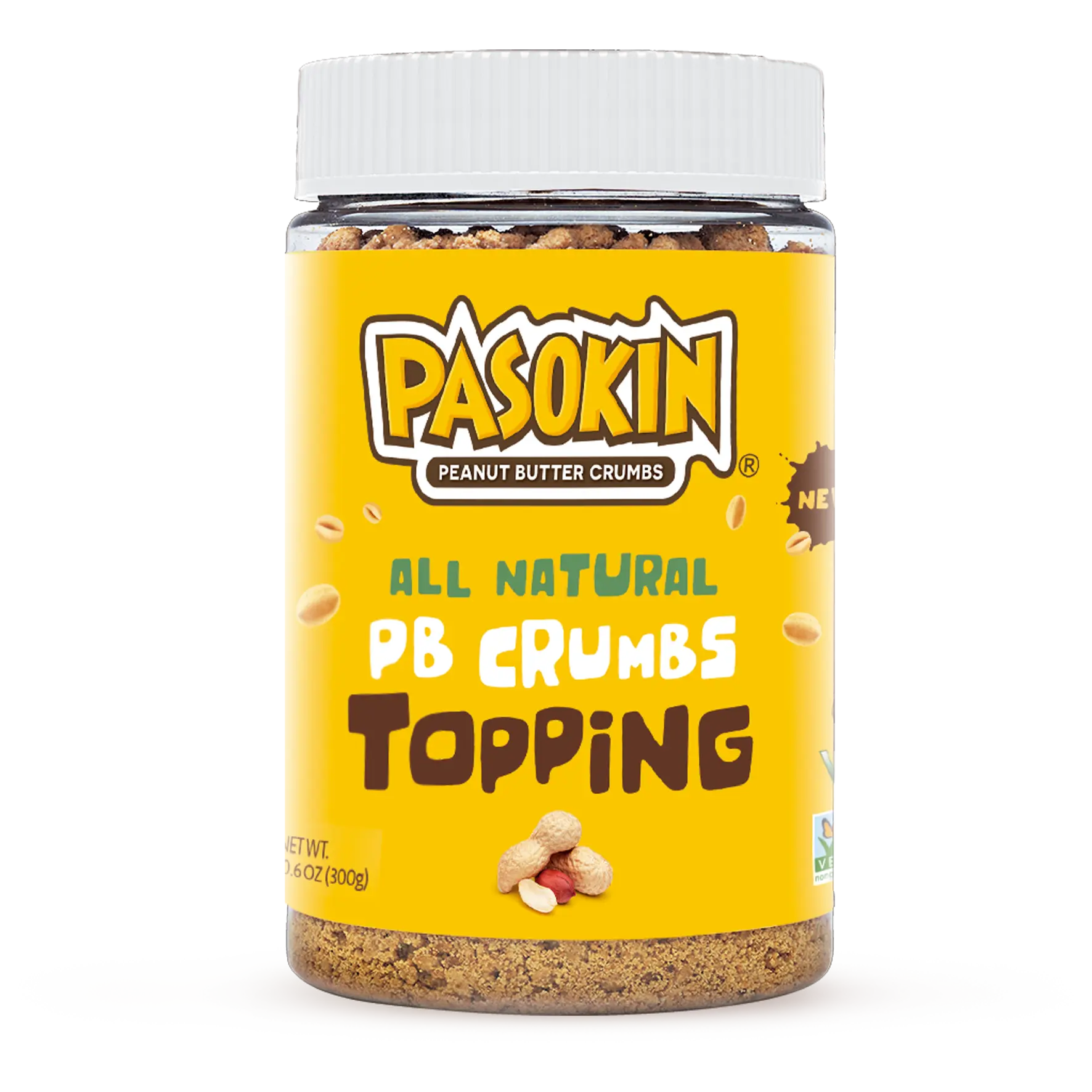 PASOKIN | Peanut Butter Crumbs | Gluten Free, Vegan, All Natural Peanut Butter Topping, Made in USA, 10.5 oz Jar (Peanut Butter)