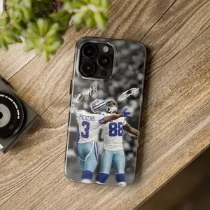George & CeeDee Signature Football Phone Case, Dallas Wide Receiver Fan Merch, Tough Shockproof Protective Cover, Compatible with iPhone 11-17 Pro Max/Plus and Samsung Galaxy S23-25