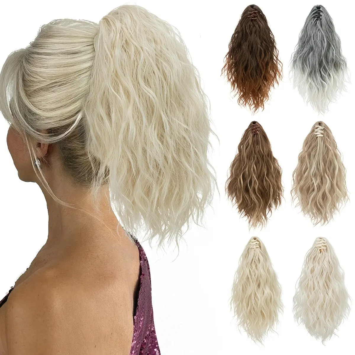 Claw Clip In Ponytail Extensions For Women Synthetic Long Wavy Fluffy Ponytail Hairpieces 14inch Hair Accessories Add Volume And Style To Your Hair