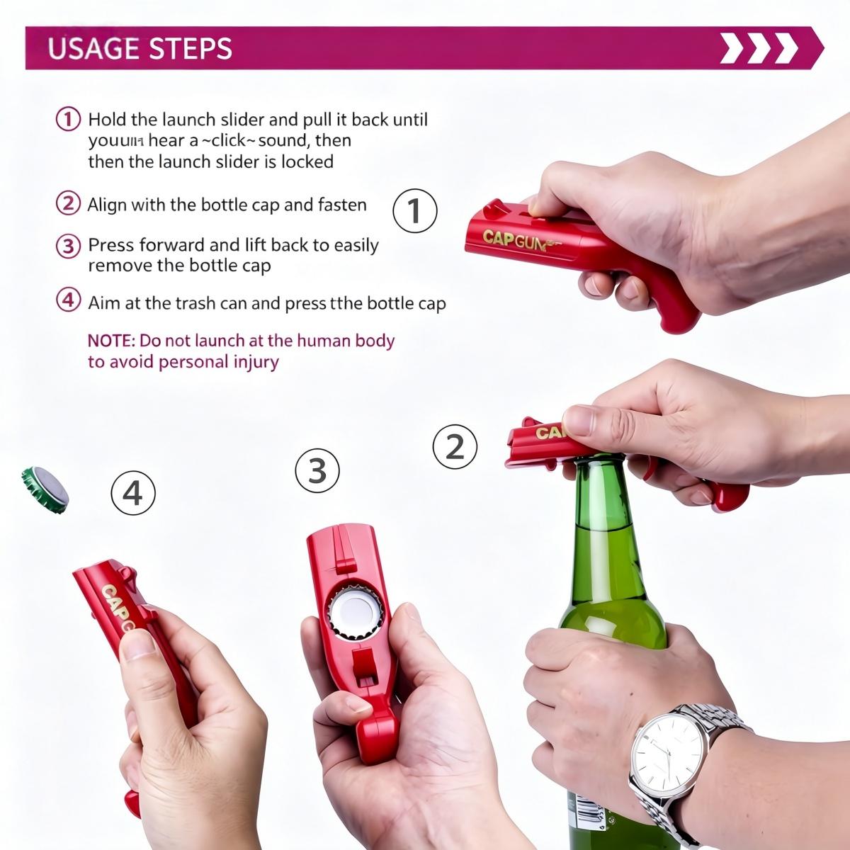 Bottle Opener, Fun Shooting Gun Creative Bottle Opener for Party Games, Family Parties, Outdoor Barbecue