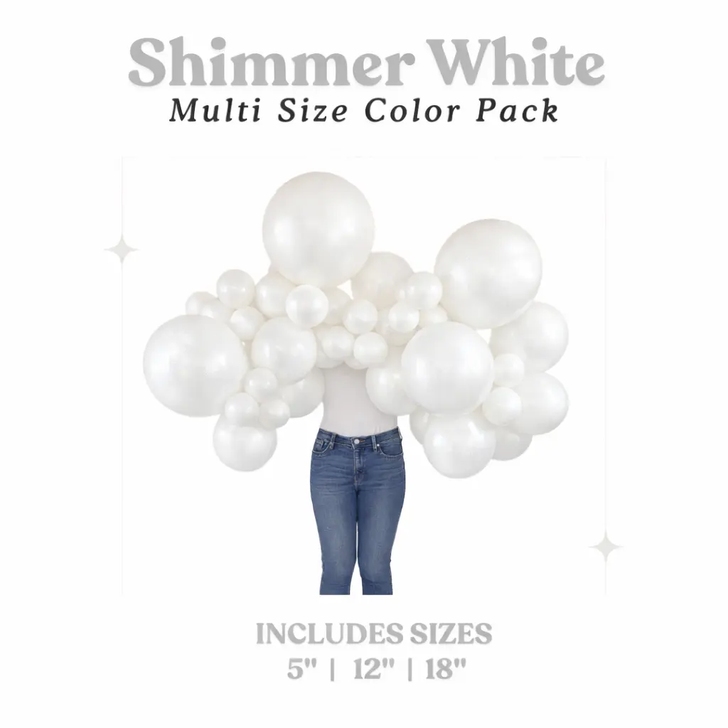 Shimmer White Balloon Pack with Optional Add-Ons