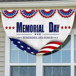 US Memorial Day Banner - Fade Resistant Outdoor Patriotic Fan Flag for House Windows & Railings