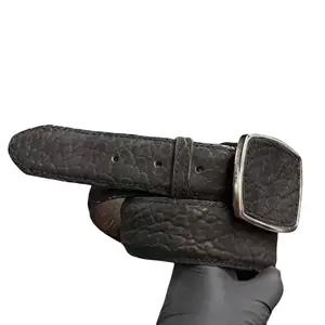 Cinto Negro Mate Cuello De Toro For Caballero - Black Matte Leather Belt Buckle for Men's Wear 100% Leather Crafted in Mexico Two Inches Wide Elegant Design