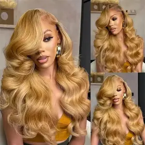 32Inch Honey Blonde Wig Human Hair 180% Density  Blonde HD Lace Front Wig  Body Wave  Honey  13x6Lace Front Wigs Colored 27# Ash Blonde Wig Glueless Frontal Wigs