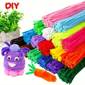 Random Color Colorful Soft Fabric Pipe Cleaner, 100pcs/set DIY Art Craft Supplies for Handmade Decoration, DIY Craft Material for Home School Office, for Handmade Crafts
