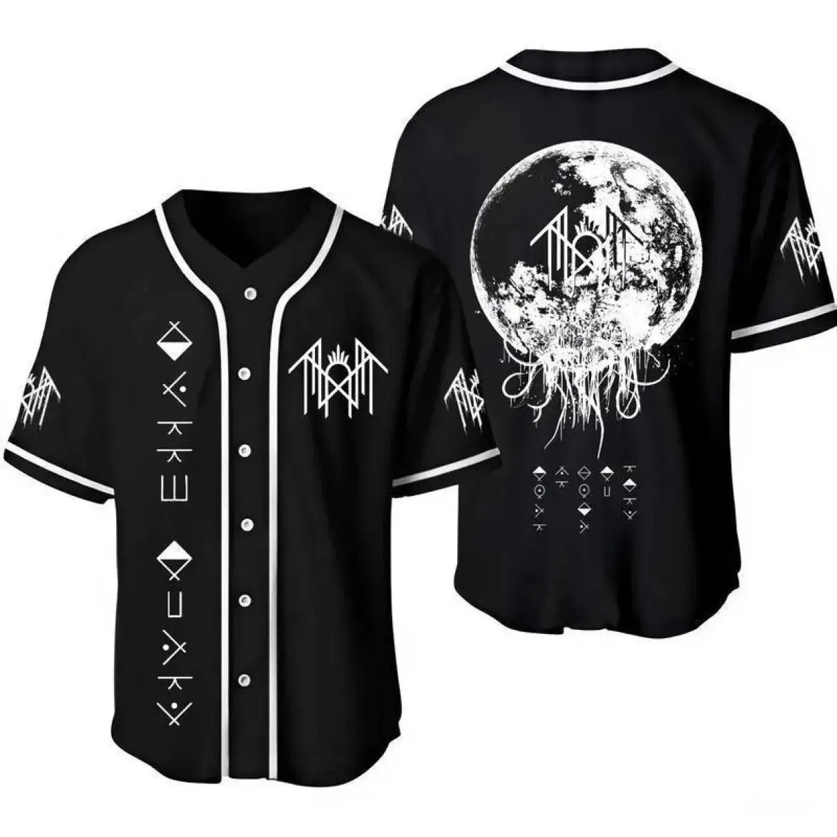 Sleep Token Inspired Baseball Jersey – Music Fan Graphic Button Up Shirt, Lightweight Streetwear Sports Jersey, Gift for Fans