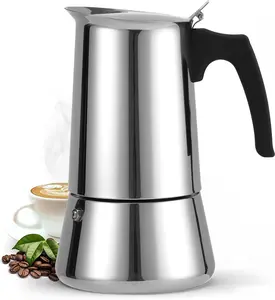 Godmorn Espresso Maker Stovetop, Moka Pot 6/9 Cups 300/450ml (Italian Espresso Cup = 50ml), Induction Hob Espresso Maker with Valve (Water Level Do Not Exceed), Espresso Coffee Maker
