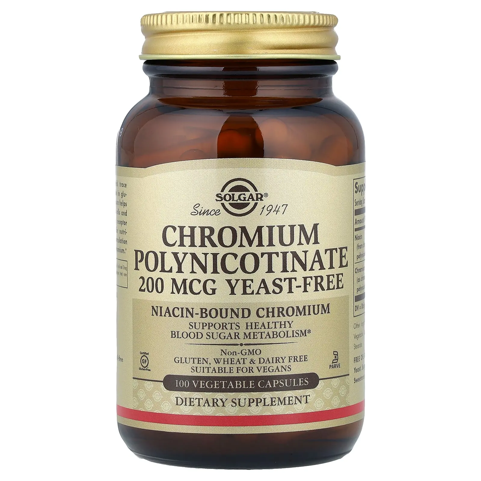 Solgar Chromium Polynicotinate, 100 Vegetable Capsules