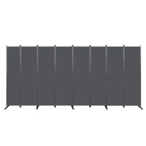 ARCH Room Divider 8-Panel -159" W * 71 "H Folding Privacy Screen for Indoor Space, Heavy-Duty Metal Frame & Polyester Fabric Portable Freestanding Partition for Bedroom,Office & Living Room-Black Gray