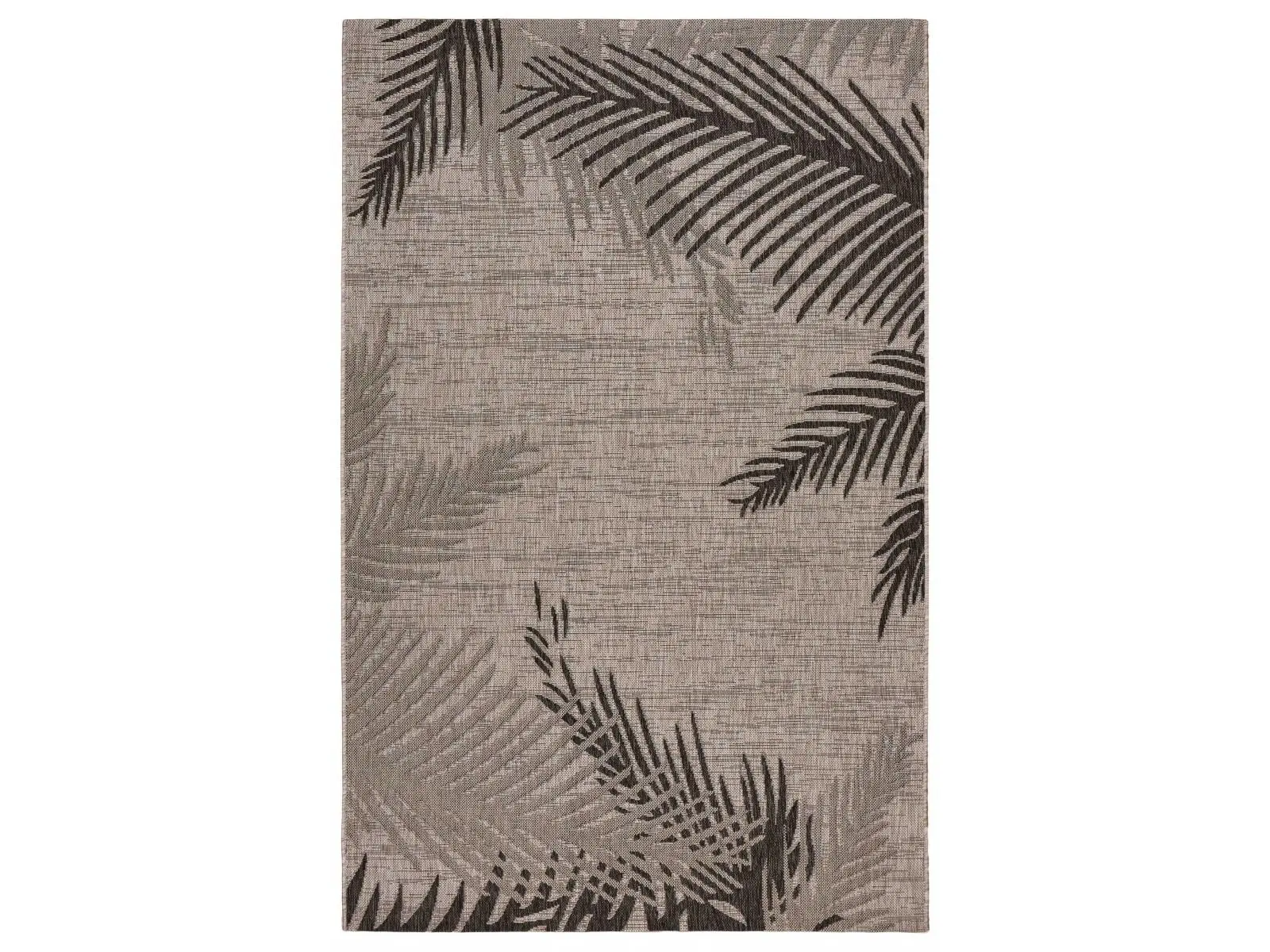 212 MAIN Low-Pile Stain-Resistant Beige Palm Leaves Indoor/Outdoor Scatter Area Rug (8x9 ft) - Botanical, Decorative, Neutral Tones Rug for Tropical Vibe Spaces, Botanical Area Rugs