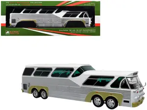 Iconic Replicas Die-cast 1/43 Sultana TM 44-18 SP Panoramico Coach Bus - White & Silver Edition - Detailed Exterior & Real Rubber Tires - Collectible Model Car