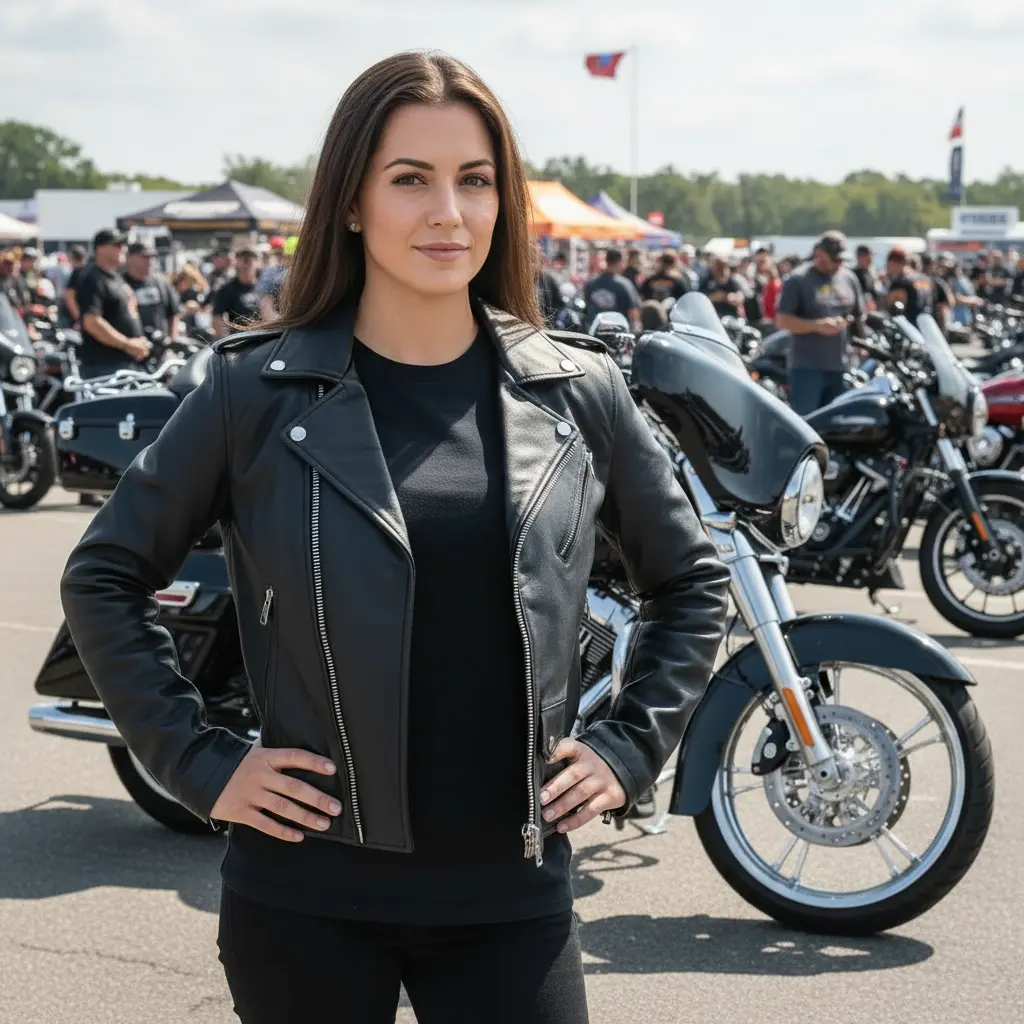 Women's Fitted Goat Leather Motorcycle Jacket