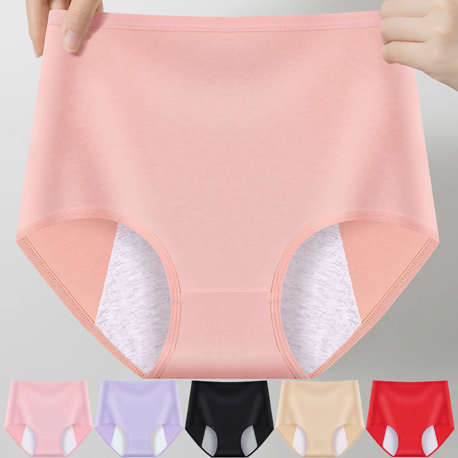 6 Pack Women's Menstrual Panties, Leak-Proof Protective Incontinence Briefs, Soft Breathable High Waist Underwear with Abdomen Support, Minimalist Daily Basic Undergarments