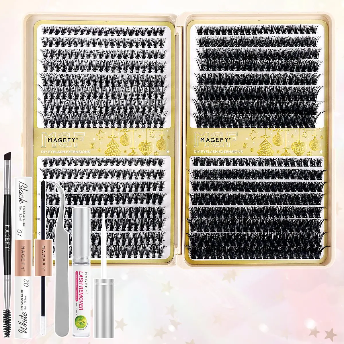 False Eyelashes Kit, 1 Set Individual False Eyelashes with Eyelash Glue & Remover & Eyelash Brush & Tweezers, Eye Makeup Accessories, Cosmetic, Eyelash Tools, DIY Lash Tools