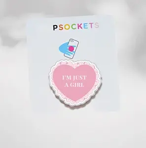 Heart Shaped “I’m Just A Girl” Magnetic Phone Grip – Cute Pink Heart Design Phone Stand, Kawaii Pop Grip for Phones, Trendy Phone Accessory, Perfect Gift For Her
