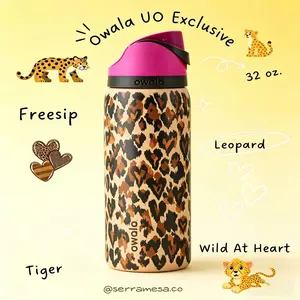 NEW Owala "Wild at Heart" 32oz Free Sip Limited Edition UO Cheetah Leopard Print