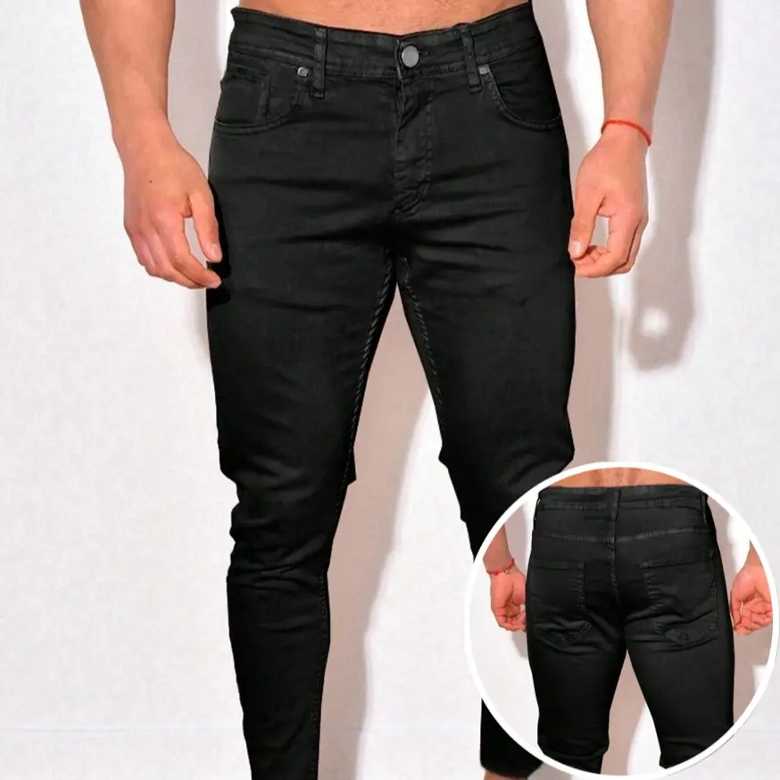 Men's Lightweight Skinny Jeans for Summer Travels - Airflow Ventilation Panels, UV Protection, Fade-Free Dye, Graphite Black Finish