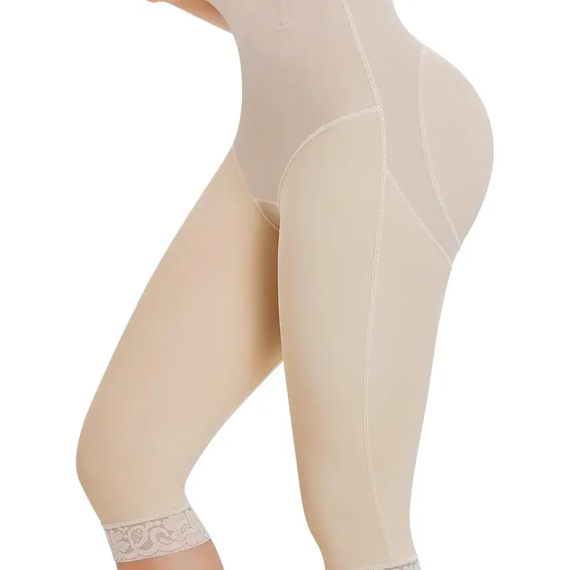 Women's Solid High Waist Contrast Lace Bottom, Tummy Control Butt Lifting High Waist Girdle Bottoms, High Stretch Shaper for Daily Wear, High Waist Shaperwear, Tummy Control Shapers