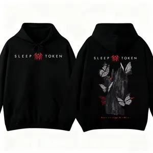 Sleep Token Butterfly & Band Logo Graphic Hoodie American Rock Music Dark Aesthetic Streetwear Long Sleeve