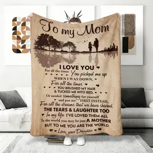 'You Are My World’ Flannel Blanket for Mom, Grateful Daughter Gift, Soft Fleece Throw Printed with Loving Message, Heartfelt Thank You Present for Mother’s Day Birthday,  bedding ,plush blankets,mellow blanket