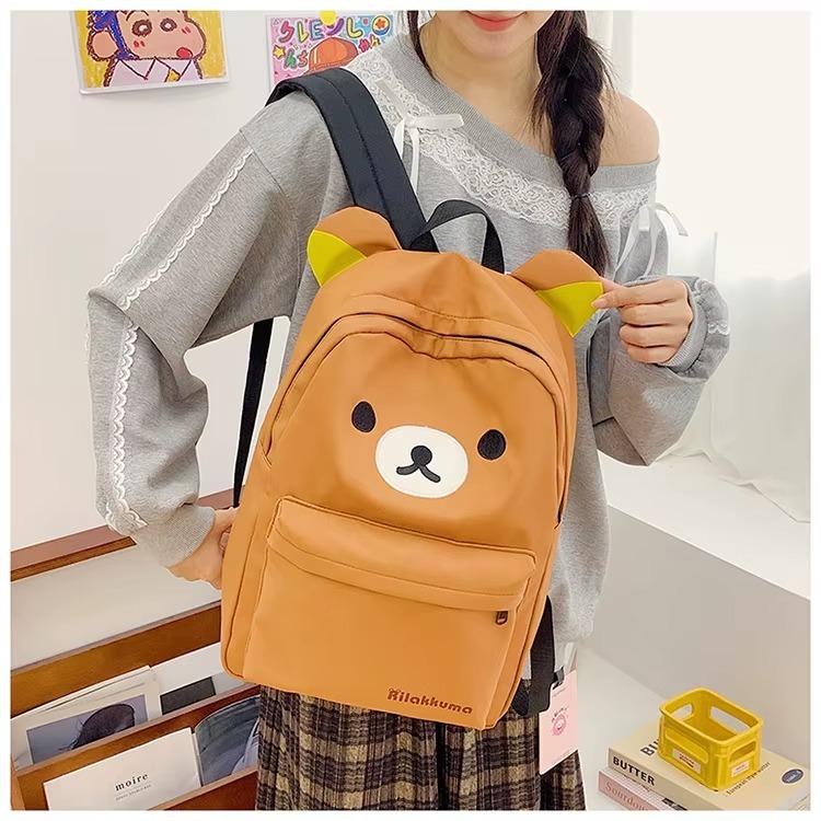 Hot Cute Bear Rilakkumas Backpack Large Capacity Anime Cartoon Backpack Stylish Student School Bag Nylon Shoulder Bags Schoolbag