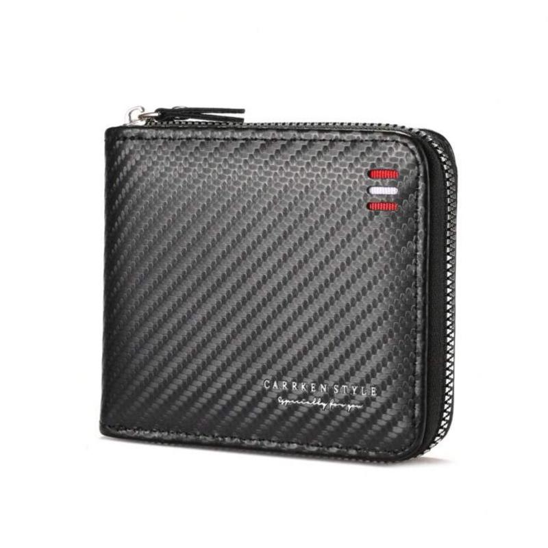 Men's Wallet - Black Leather Wallet with Card Slot, Includes Cash and ID Card, Compact Design, Ideal for Everyday Use