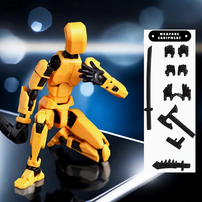 Assembled 3-piece set of 3D printed multi-joint action figures T13, fully movable robot model, suitable for stop-motion animation, Halloween gifts and Christmas gifts,Collectible Figurines Metal Anime Design，print action figure