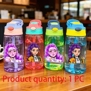 K-Pop Color 480ML Party Water Cup, Large Capacity with Straw, Portable Handle, Non-Leaking, Ideal for Birthdays & Holidays