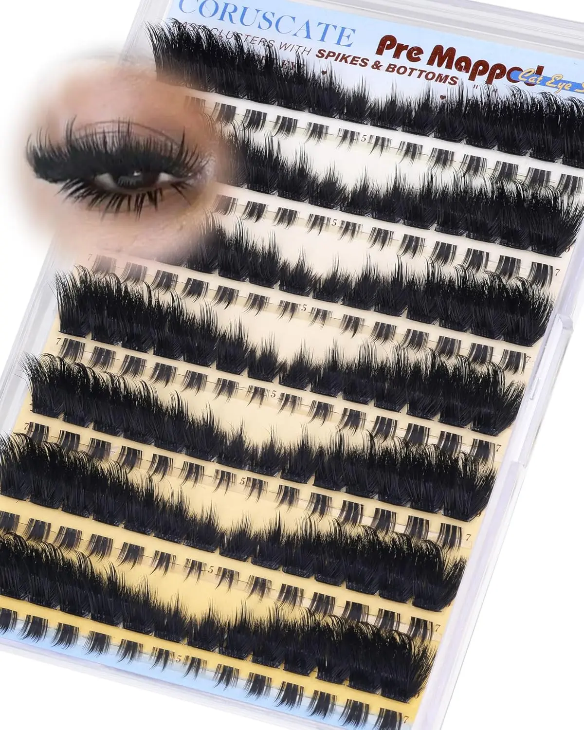 CORUSCATE Lash Clusters Dramatic Cluster Eyelash Extensions Spikes Lashes Cluster with Bottom Lashes Mink Strip Individual Lashes Mega Spikes Full Eyelash Clusters Pre Mapped Cat Eye Lash Extension