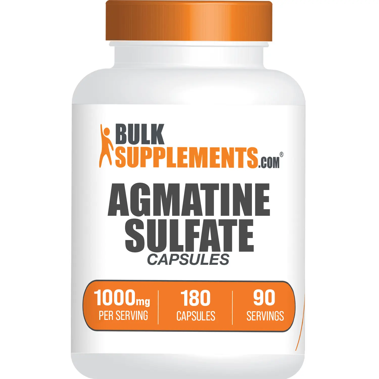 BulkSupplements - Agmatine Sulfate Capsules - Fitness Supplement - Edible - Dietary Supplements - Muscle - Workout - 180 Capsules - 1000mg per Serving
