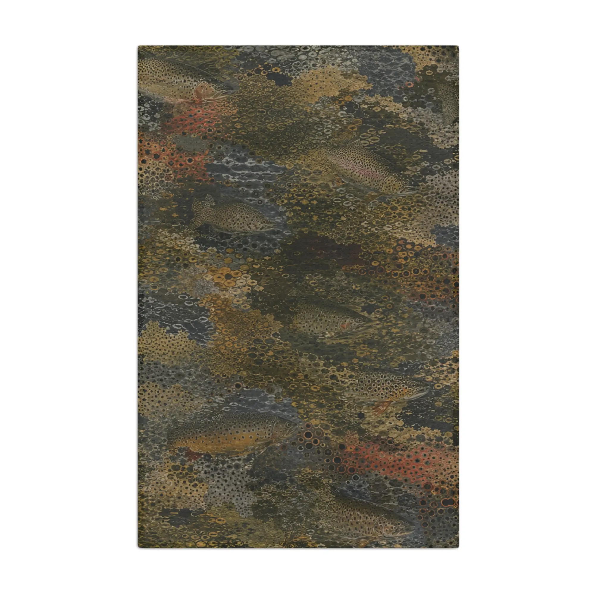 Ravenmark Supply Co. Microfiber Fishing Towel - River Ghost Montana Trout Camo, 16x25 in, 1-Sided Print, Home Bathroom Supply Towel