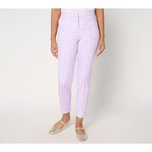 Tailored by Susan Graver Printed Ponte Petite Slim Leg Trousers