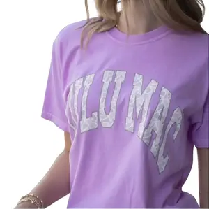 Lulu Mac Camo Printed Logo T-Shirt in Neon Violet