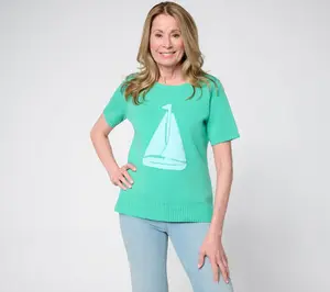 Belle Beach by Kim Gravel Preppy by the Sea Short Sleeve Sweater