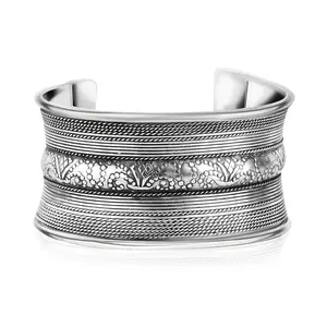 Handmade Braided Cuff Bracelet in Silvertone