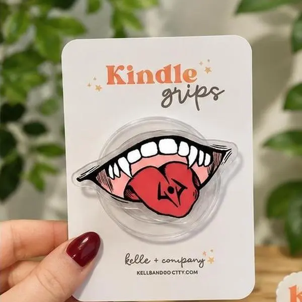 Aesthetic Vampire Fang Phone Grip | Spooky Mouth Kindle Grip Holder | Trendy Edgy Accessory for E-readers, Smartphones & Tablets Gift