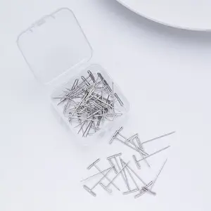 50 Pcs Stainless Steel T-Pins, T Shape Sewing Pins for Blocking Knitting, Wig Pins, Push Pin Kit with Clear Box for Mannequin Head and Sewing, Sewing Tools