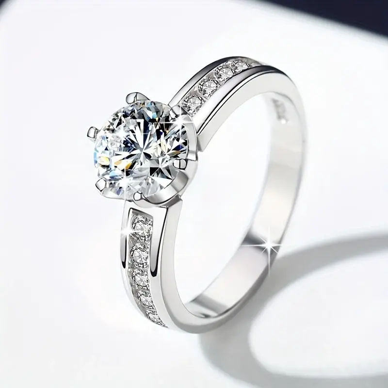 Brilliant moissanite ring, proposal and engagement ring, 925 silver noble ring, classic six claw, women's fashionable jewelry