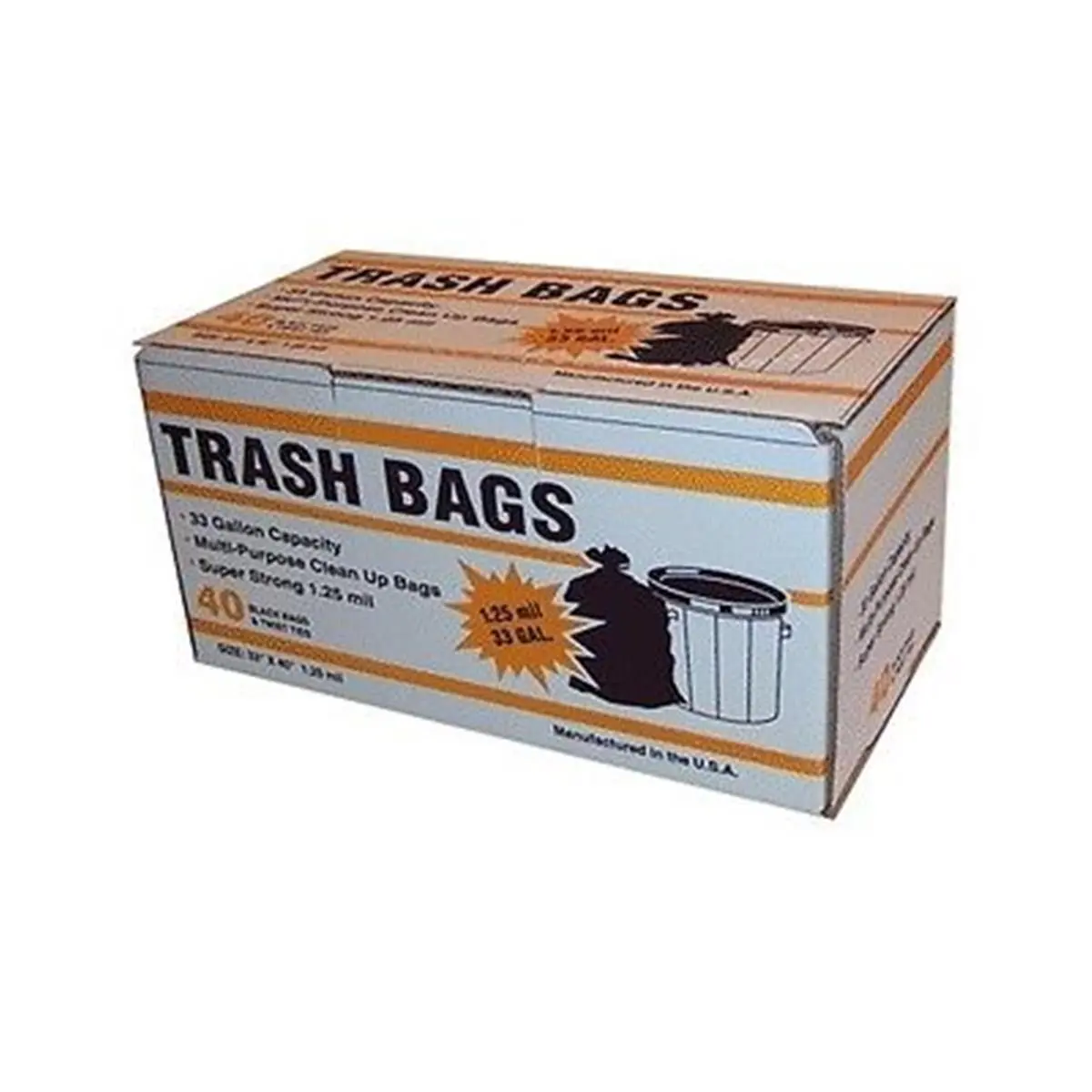 212 MAIN Heavy-Duty Double-Layer 33 Gal Black Trash Bags, 40-Count Home Care Supplies for Cleaning and Organizing, Strong for Home Cleanup
