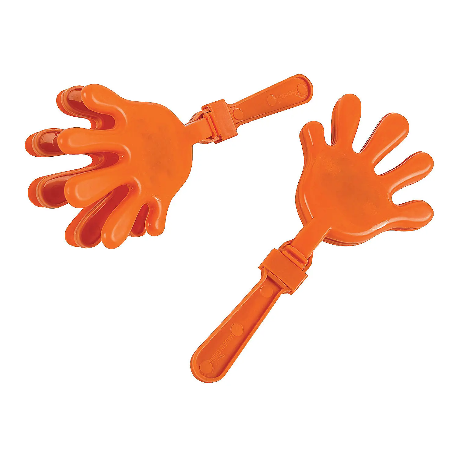 7" Bright Orange Plastic Hand Clappers - Lightweight Percussion Instrument, 12-Pc Set for School Spirit Boosters, Party Supplies, OTC Party Favors (Shake Function Included)