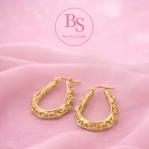 Chunky Gold Geometric Hollow Hoop Earrings For Women BS Jewelry