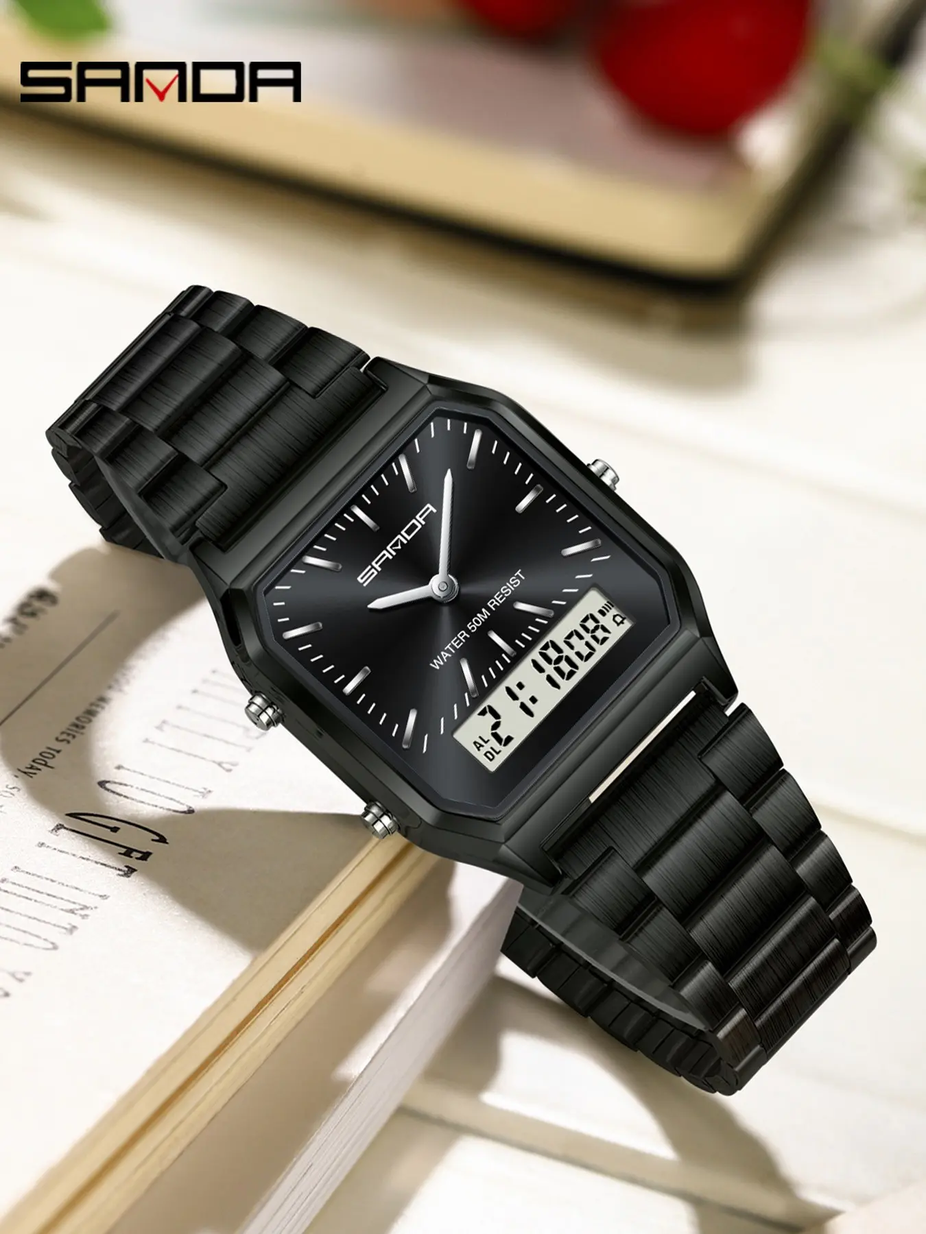 Men's Business Fashion Quartz Analog Digital Watch, Vintage Style Digital Watch with Digital Display, Trendy All-match & Exquisite Watch for Birthday Gift with Box, Fashionable Waterproof Watch, Digital Wristwatch, Business Fashion Watches