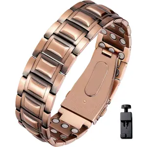 Men's 99.99% Pure Copper Magnetic Bracelet, 3X Strong Magnets with Sizing Tool, Adjustable Jewelry, Ideal Gift for Boyfriend Husband & Friends