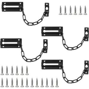 4pcs Door Chain Locks, Door Latch Locks, Metal Door Chain Door Guard with Lock with 6 Screws for Inside Door, Front Door, Apartment Door, Home Security Safety Locks
