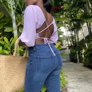 Sasha Tie Up Crop Top - Lavender Color, High Waisted, Crop Length, Comfortable Polyester, Available in Small, Medium, Large Sizes - Essential, Womenswear, Shirts, Fit, Everyday, Blouse, Pants, Outfit